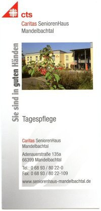 Flyer zur Tagespflege im SeniorenHaus Mandelbachtal